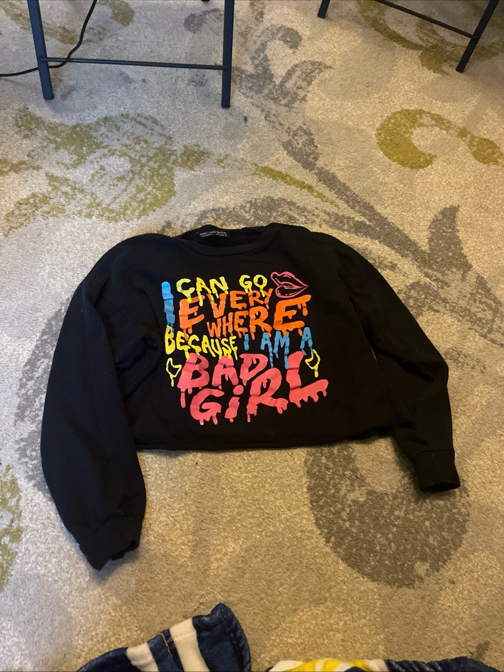 Rock N Rose Courure Y2K 'Bad Girl' Crop Sweatshirt